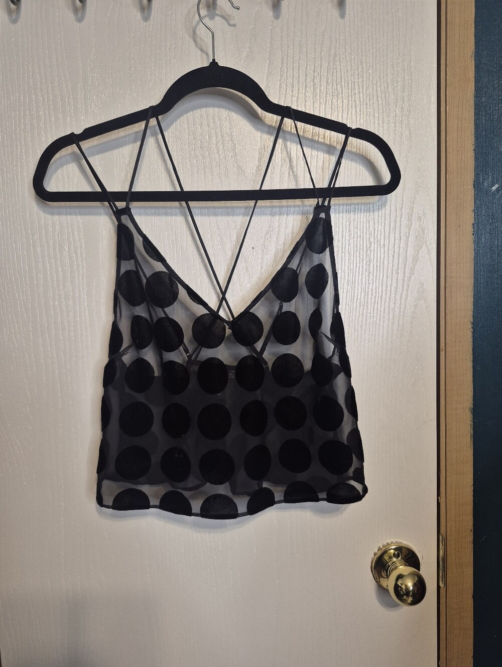 Victoria's Secret Black Polka Dot Mesh PJ set